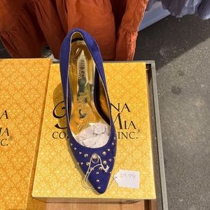 Blue gold studded high heels